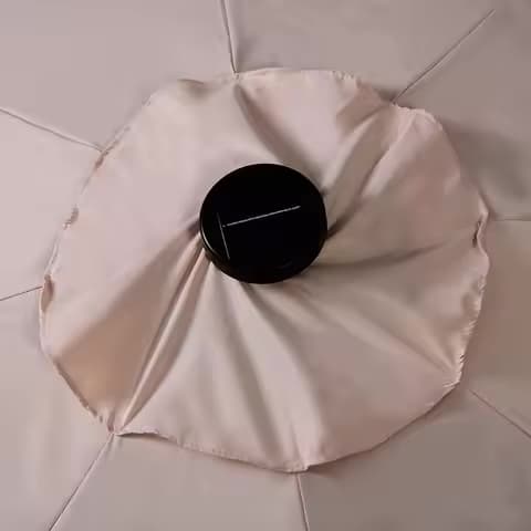 Parasol déporté rond LED solaire beige – Ø 3 m