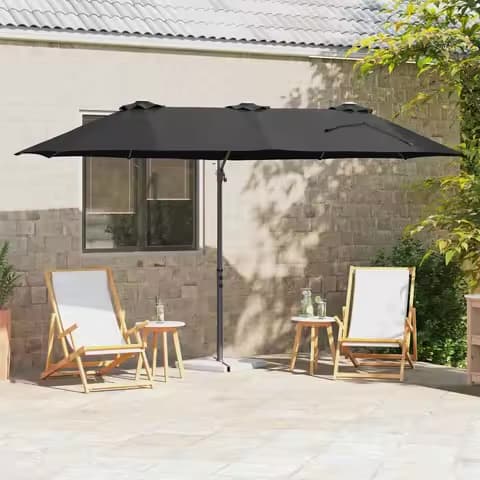 Parasol cantilever noir 372 x 198 cm – polyester et aluminium
